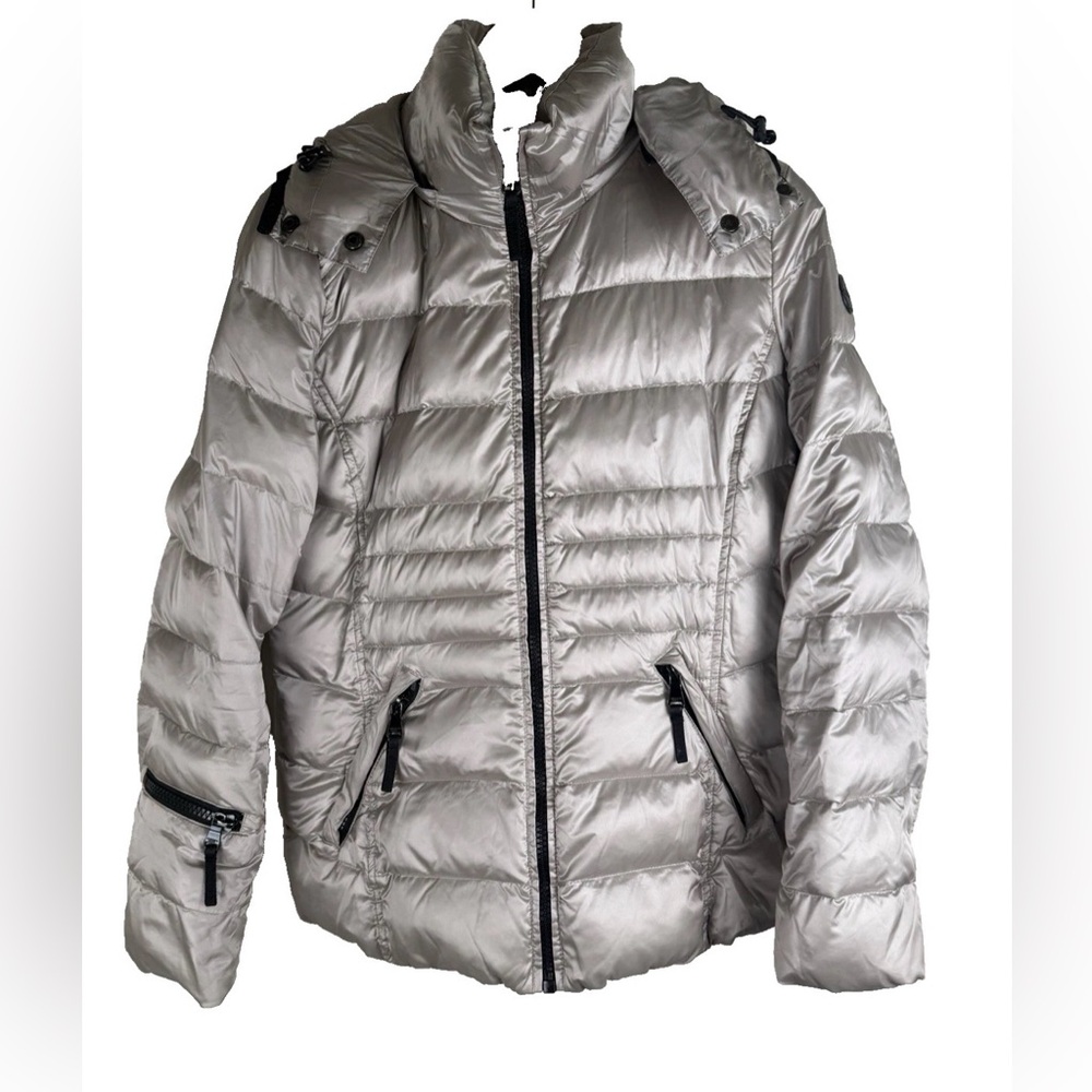 Andrew Marc Duck Down Puffer Jacket M Gold 650‎ Fill Hooded Quilted Warm Coat
